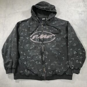 Vintage FMF Racing Hoodie Sweatshirt Men L Camouflage AOP Full Zip Heavy ATV Y2K